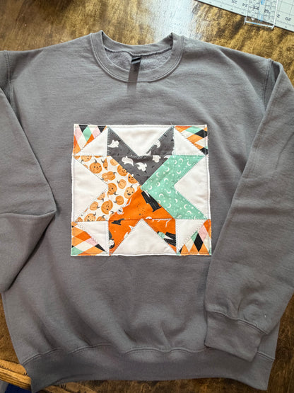 Halloween Patchwork Quilt Block Sweatshirt