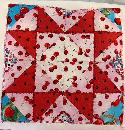 White Sweatshirt - Cherry quilt design