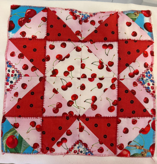 White Sweatshirt - Cherry quilt design